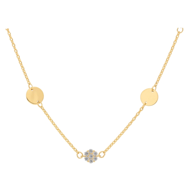 Collier Rundanker Kette mit Zirkoniaanhänger rund 4,5mm aus 333 Gold 42+3cm