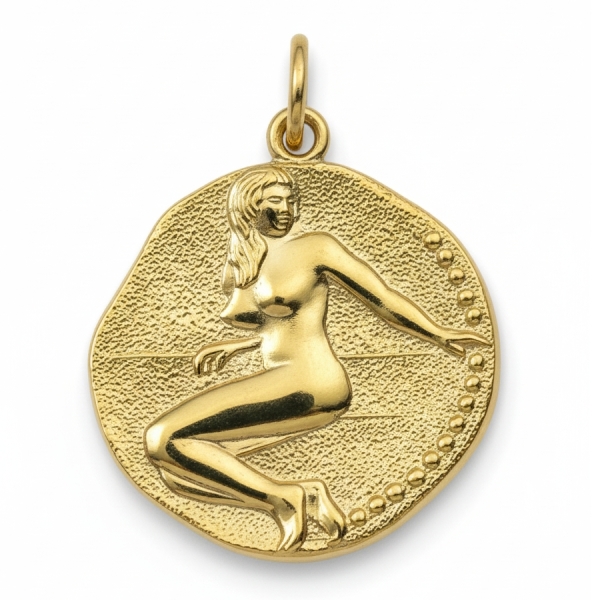 Anhänger Sternzeichen Jungfrau Relief rund 18mm 8Kt 333 GOLD