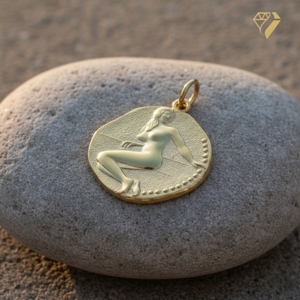 Anhänger Sternzeichen Jungfrau Relief rund 18mm 8Kt 333 GOLD