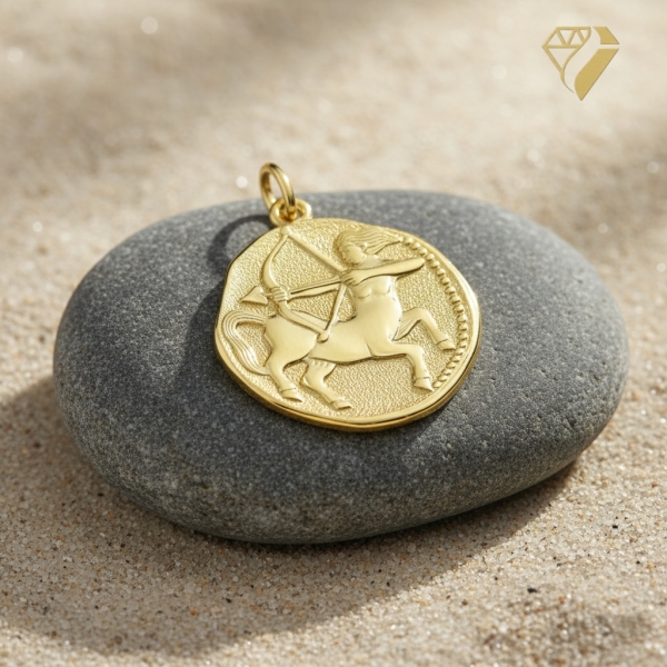 Anhänger Sternzeichen Schütze Relief rund 18mm 8Kt 333 GOLD