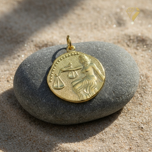 Anhänger Sternzeichen Waage Relief rund 18mm 8Kt 333 GOLD