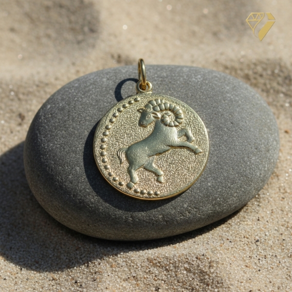 Anhänger Sternzeichen Widder Relief rund 18mm 8Kt 333 GOLD