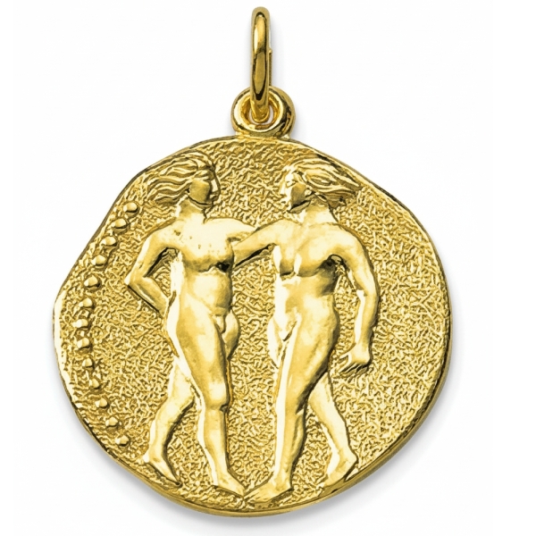 Anhänger Sternzeichen Zwilling Relief rund 18mm 8Kt 333 GOLD
