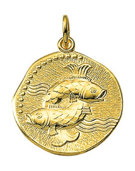 Anhänger Sternzeichen Relief rund 18mm Fische 8Kt 333 GOLD