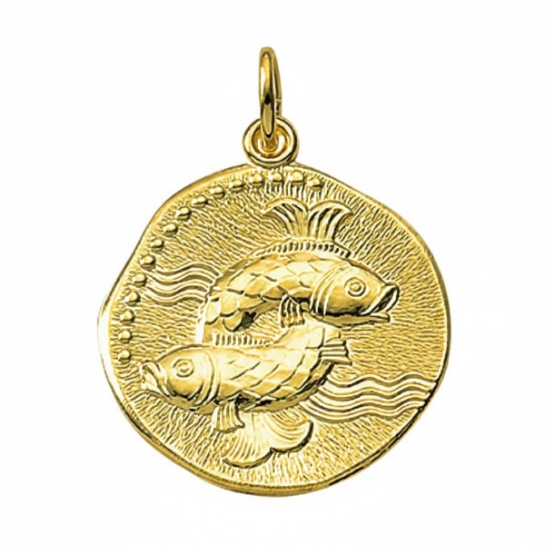 Anhänger Sternzeichen Relief rund 18mm Fische 8Kt 333 GOLD