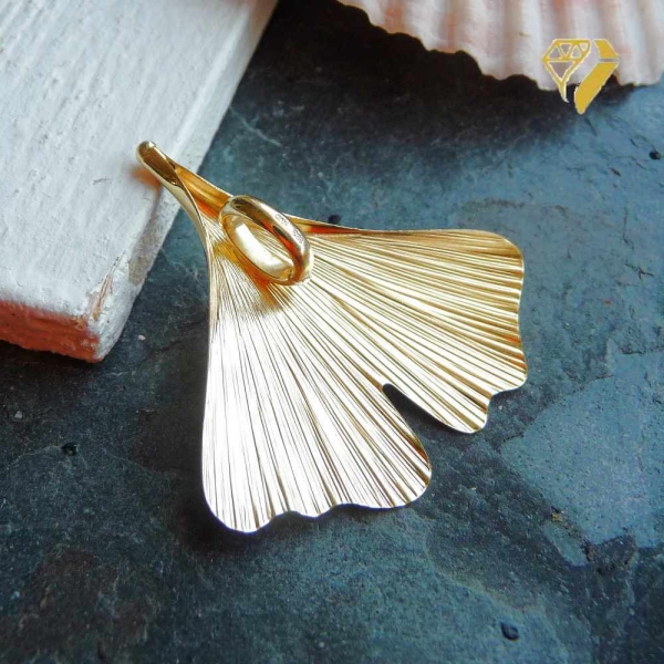 Anhänger 36mm Ginkgoblatt 14Kt 585 GOLD