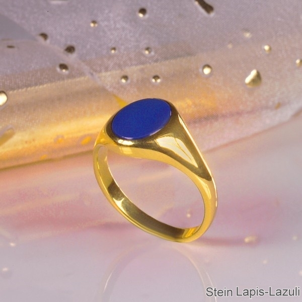 Siegelring ovale Platte Lapis Lazuli 10,5x9mm 750 Gold
