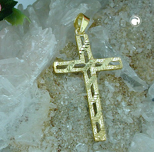 Anhänger, Kreuz diamantiert, 9Kt GOLD