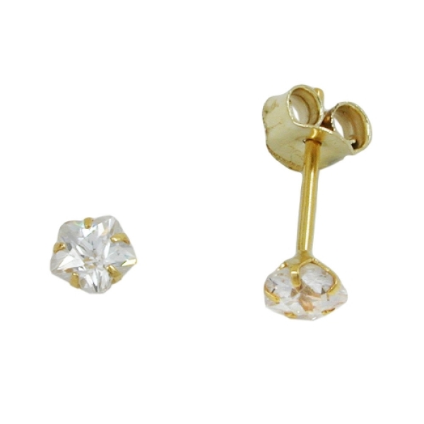 Ohrstecker Ohrring 4mm Zirkonia in Blumenform 9Kt GOLD