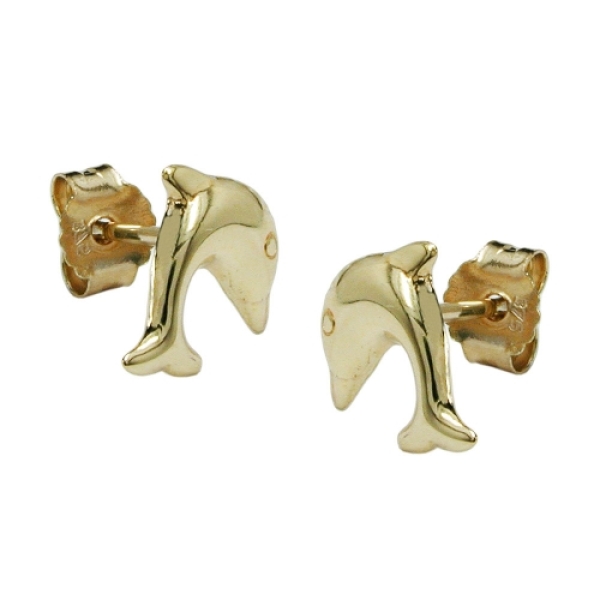 Ohrstecker Ohrring 8x7mm springender Delfin glänzend 9Kt GOLD