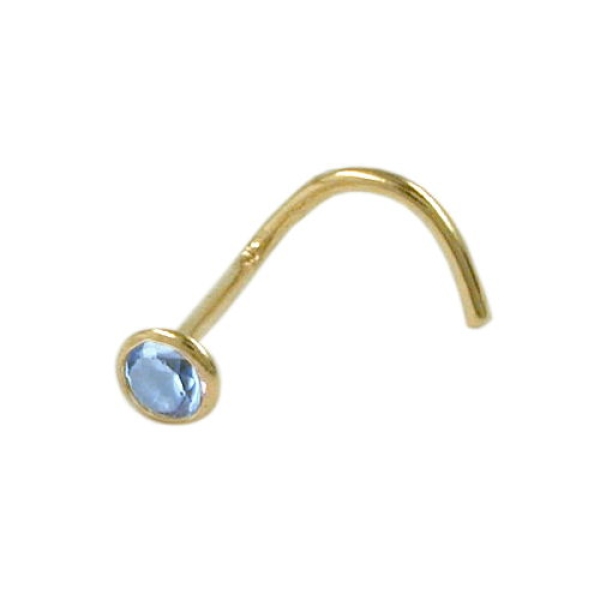 Nasenstecker 2,5mm synth. Aquamarin 18Kt GOLD