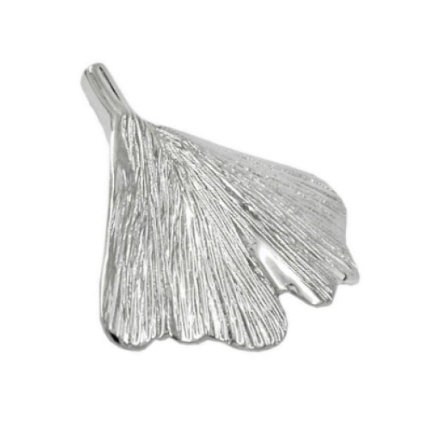 Anhänger 24mm Ginkgoblatt 9Kt Weißgold