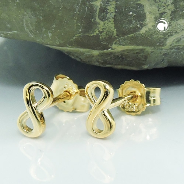 Ohrstecker Ohrring 6x3mm Unendlichkeit glänzend GOLD 18Kt