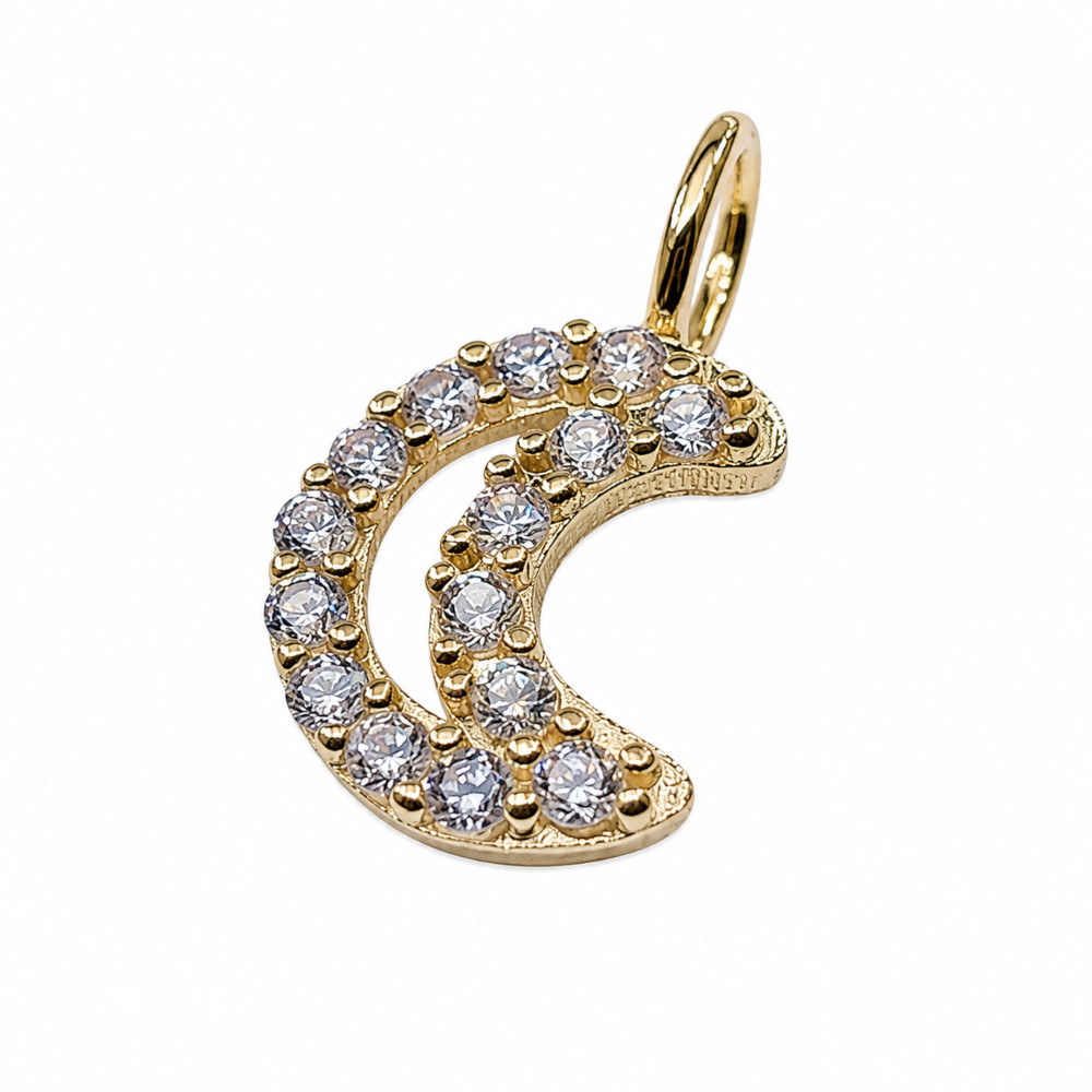 Anhänger, kleine Mondsichel mit Zirkonia, 9Kt GOLD