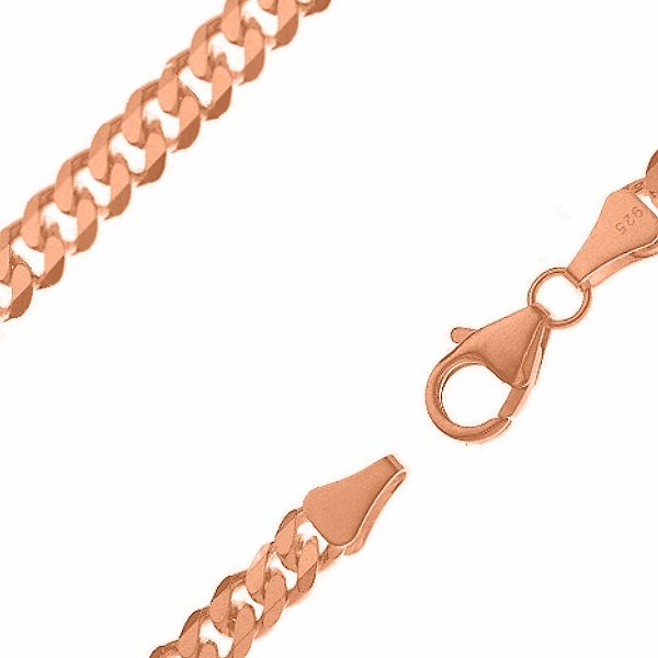 Kette Collier Panzer flach 7mm Silber 925, vergoldet, rosé vergoldet 60cm