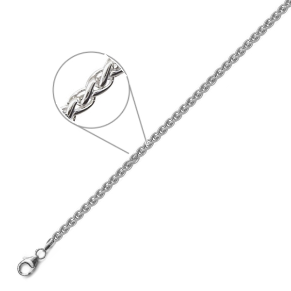 Collier Zopfkette 2,1mm 925 Silber 70cm