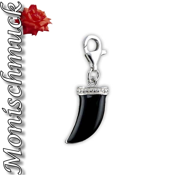 Anhänger Charm 925 Silber Anhänger Zahn Schwarz