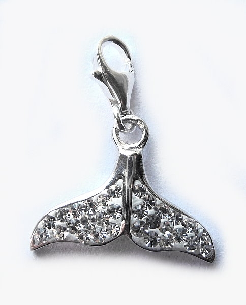 Anhänger Charm 925 Silber Flosse mit Zirkonia