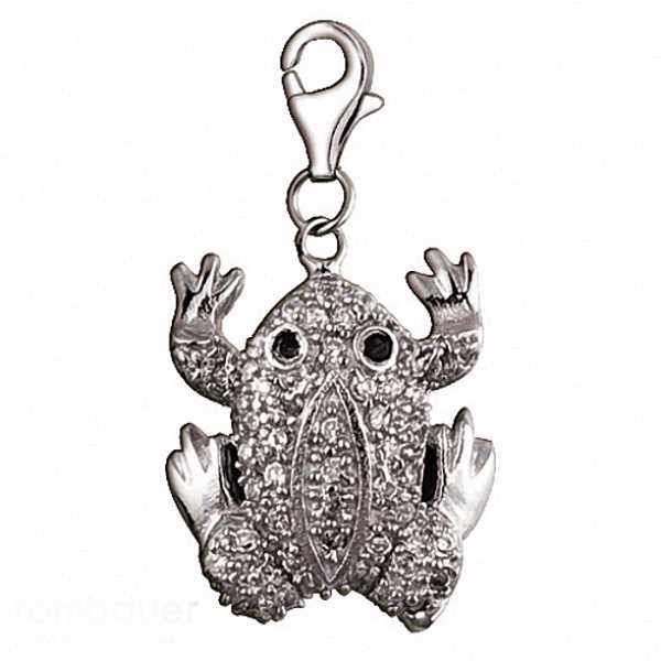 Anhänger Charm 925 Silber mit Zirkonia Frosch