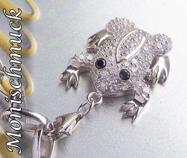 Anhänger Charm 925 Silber mit Zirkonia Frosch