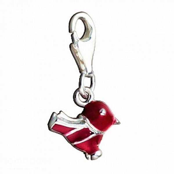 Anhänger Charm 925 Silber Vogel rot