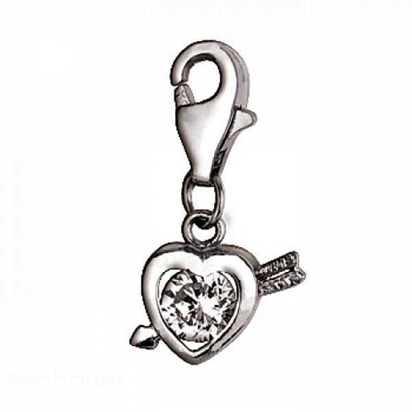 Anhänger Charm 925/- Silber Zirkonia Herz Amor