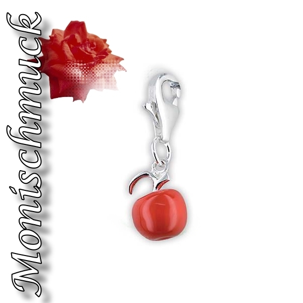 Anhänger, Charm Apfel rot 925