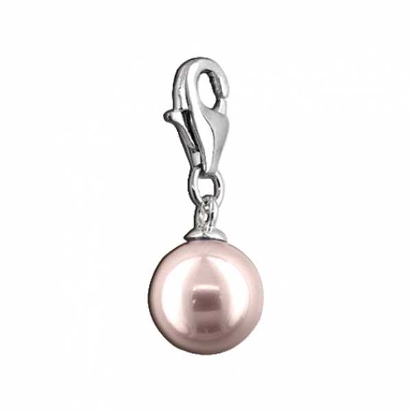 Silbereinhänger Charm Muschelkernperle pink 10mm