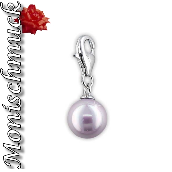 Silbereinhänger Charm Muschelkernperle pink 10mm