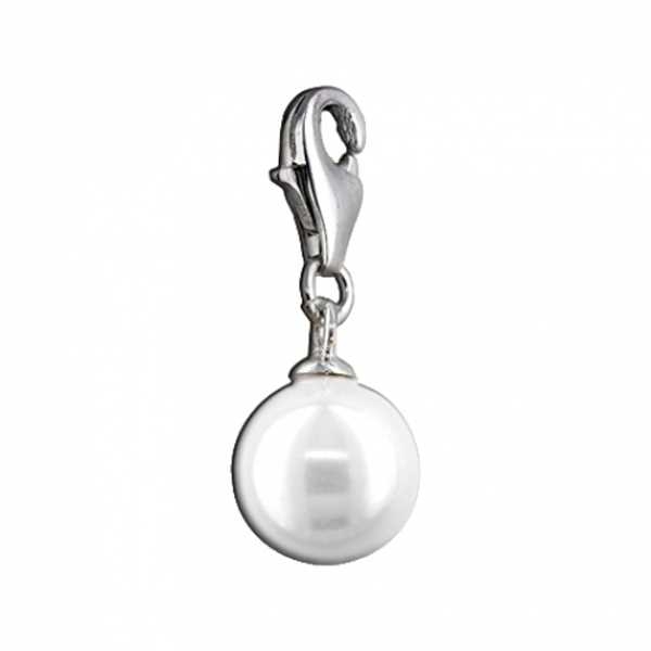 Silbereinhänger Charm Muschelkernperle weiß 10mm