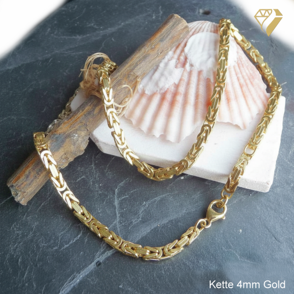 Kette Collier 4mm Königskette Silber 925 vergoldet 50cm