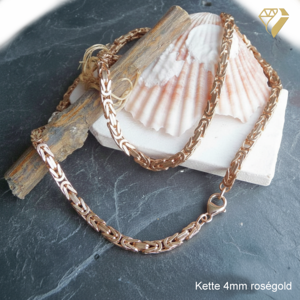 Kette Collier 4mm Königskette Silber 925 rose vergoldet 50cm