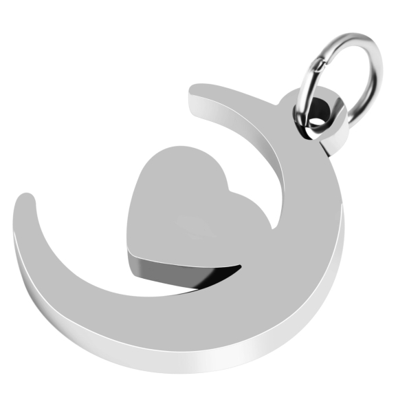 Anhänger Halbmond mit Herz Edelstahl