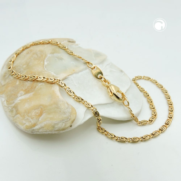 Armband 1,6mm S-Panzer zweifach diamantiert 14Kt GOLD 19cm