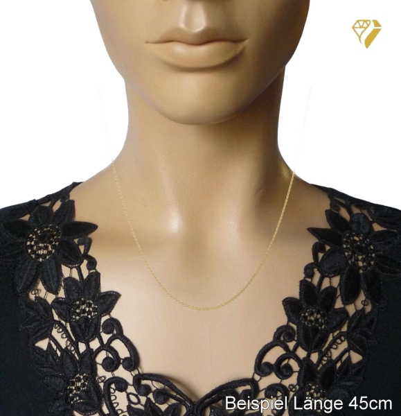 Kette Collier 0,7mm dünne Ankerkette 14Kt 585 GOLD 45cm