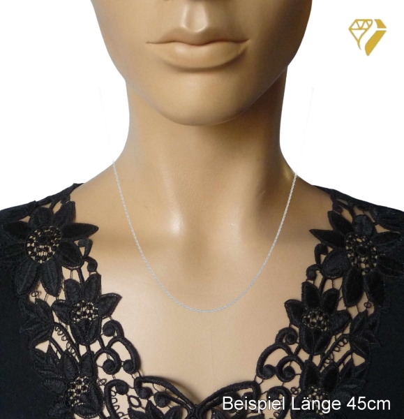 Kette Collier 0,7mm dünne Ankerkette 14Kt 585 WEISSGOLD 42cm
