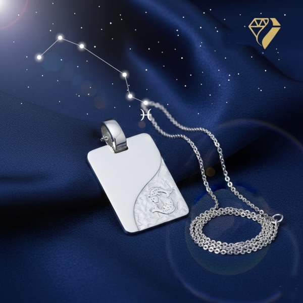 Anhänger Gravurplatte 13x18mm Sternzeichen Fische 925 Silber
