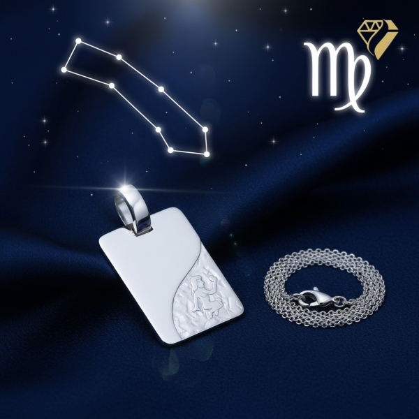 Anhänger Gravurplatte 13x18mm Sternzeichen Jungfrau 925 Silber