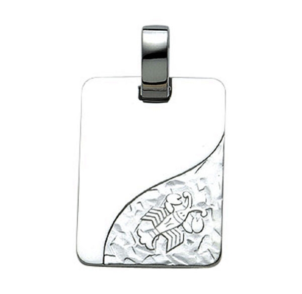 Anhänger Gravurplatte 13x18mm Sternzeichen Krebs 925 Silber