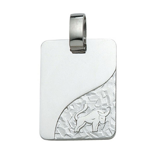 Anhänger Gravurplatte 13x18mm Stier 925 Silber