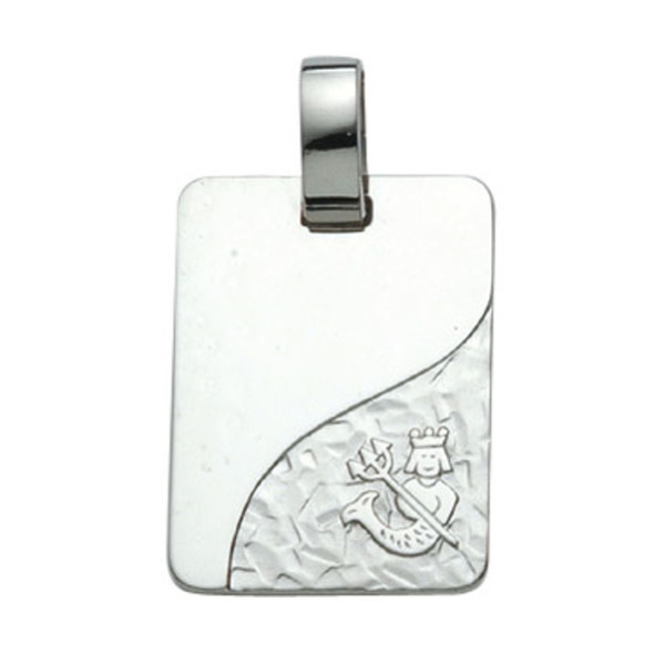 Anhänger Gravurplatte 13x18mm Sternzeichen Wassermann 925 Silber