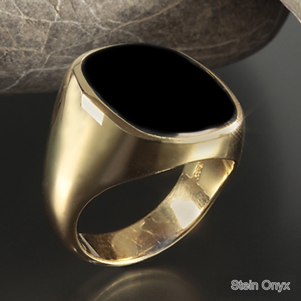 Siegelring antike Platte Onyx 19x17mm 585 Gold