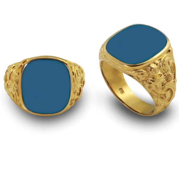 Siegelring antike Platte Stein 16,5x14,5mm 8Kt, 14Kt, 18Kt Gold /Weissgold