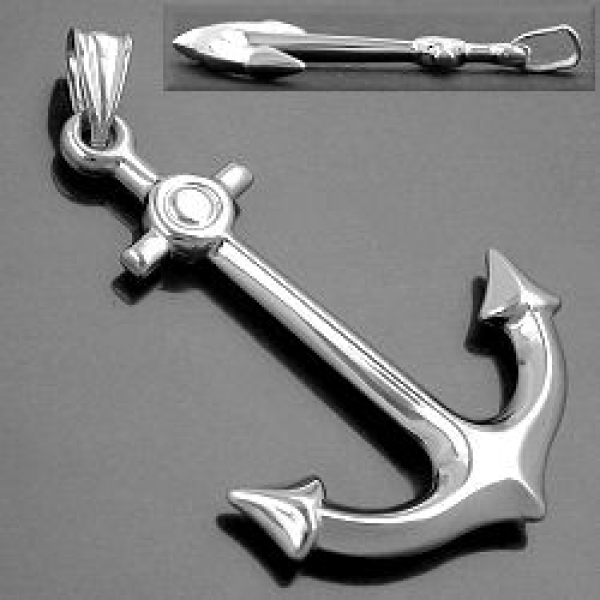 Anhänger 36x25mm großer Anker rhodiniert Silber 925
