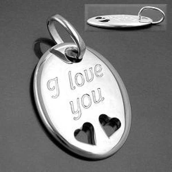 Anhänger 21x17mm mit Gravur -I love you- Silber 925