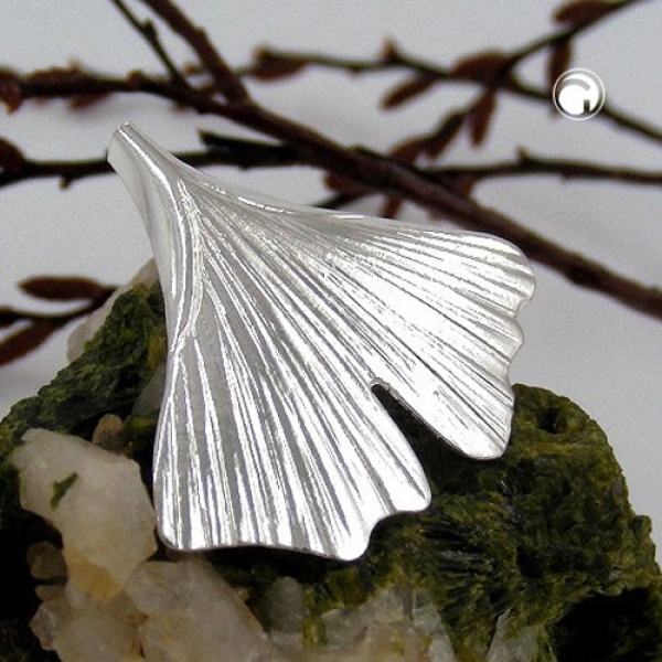 Anhänger 26x27mm Ginkgoblatt glänzend Silber 925