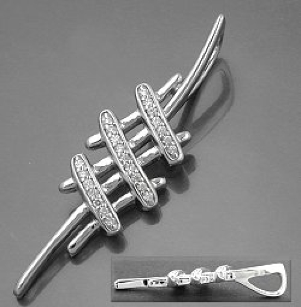 Anhänger 40x11mm mit Zirkonias glänzend rhodiniert Silber 925