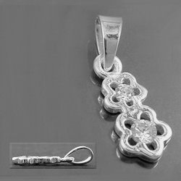 Anhänger 12x5mm 2 Blüten mit Zirkonia Silber 925