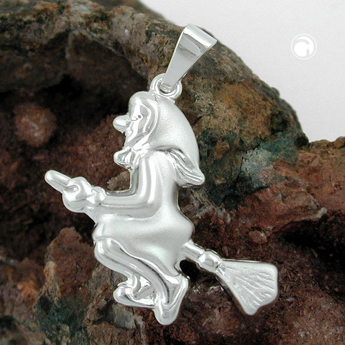 Anhänger 22x22mm Hexe matt-glänzend Silber 925