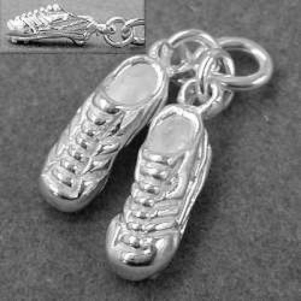 Anhänger 14x4mm 1 Paar Fußballschuhe Silber 925